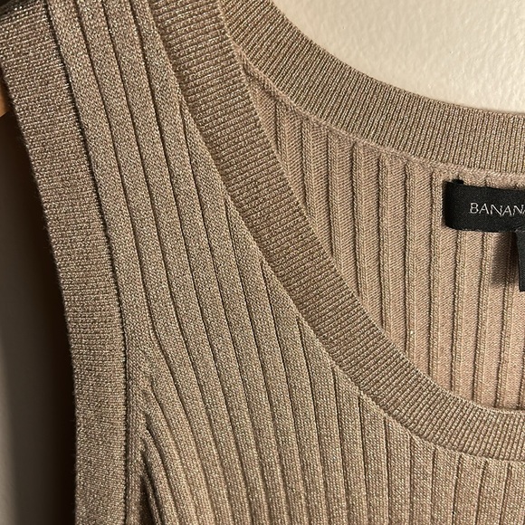 Banana Republic Metallic Scoop Neck Sweater Midi Dress Women’s Tan US Size MP - Picture 4 of 11